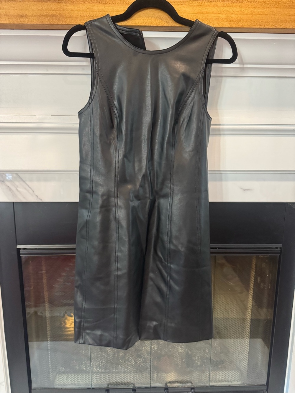 MM La Fleur Sleeveless Faux Leather Black Dress